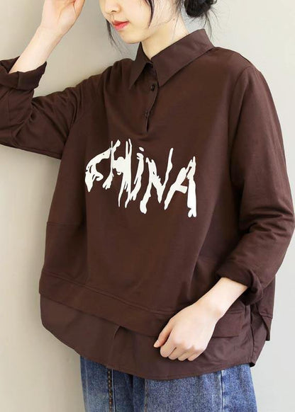 Italian Chocolate Letter Clothes for Lapel Patchwork Box Spring Tops