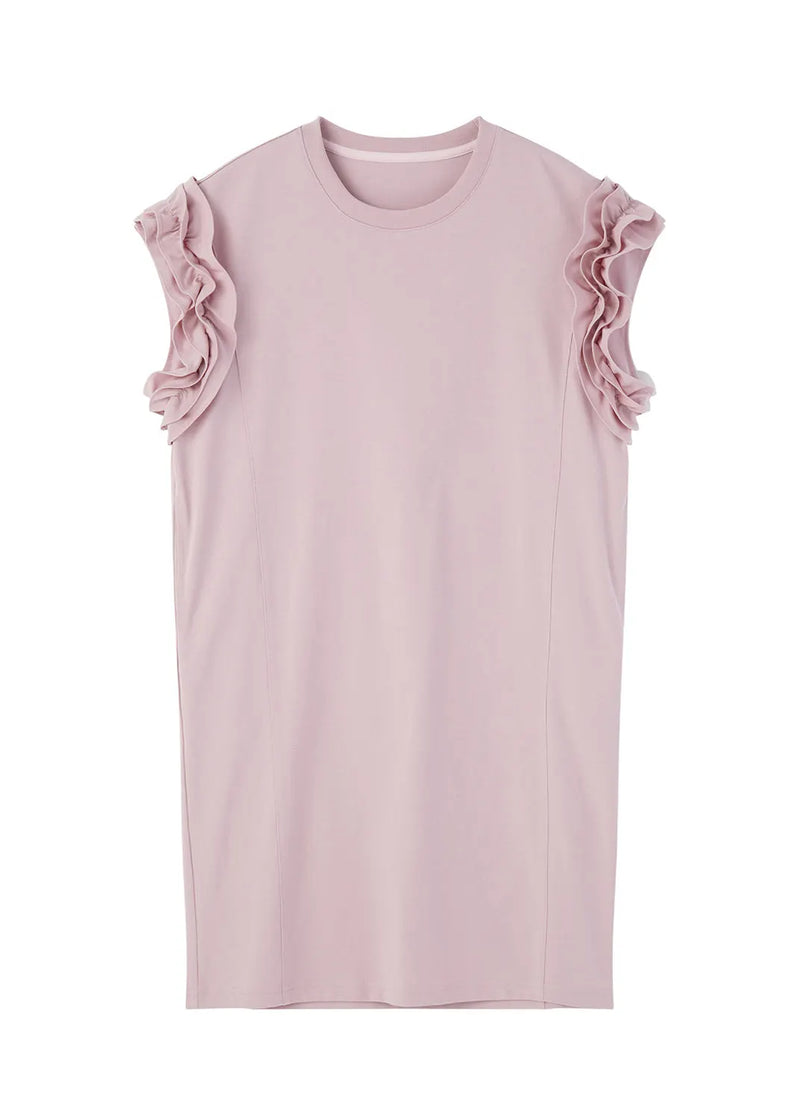 Pink Oversized Cotton Tea Dresses Butterfly Sleeve
