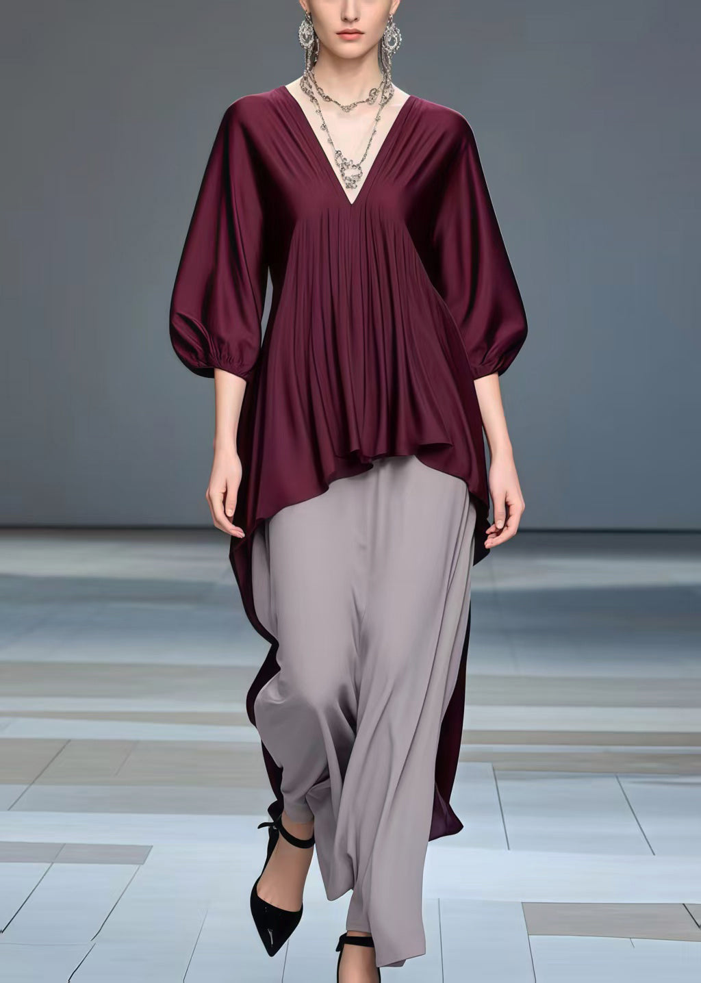 Mulberry Low High Design Silk Shirt Bracelet Sleeve