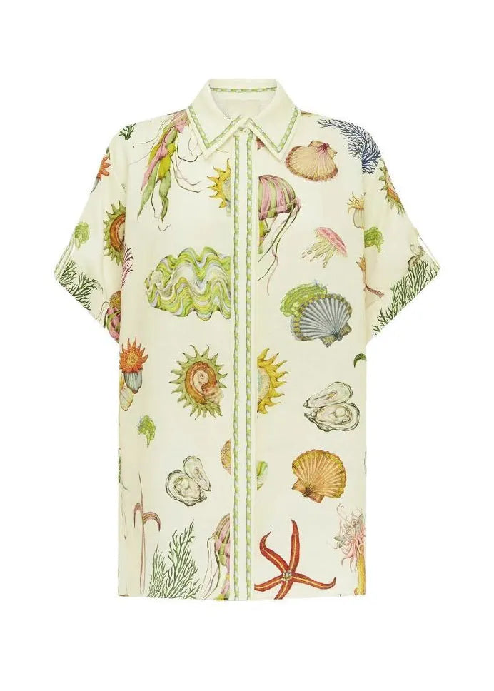 Italian Apricot Peter Pan Collar Shirts and Shorts Two Pieces Set Short Sleeve