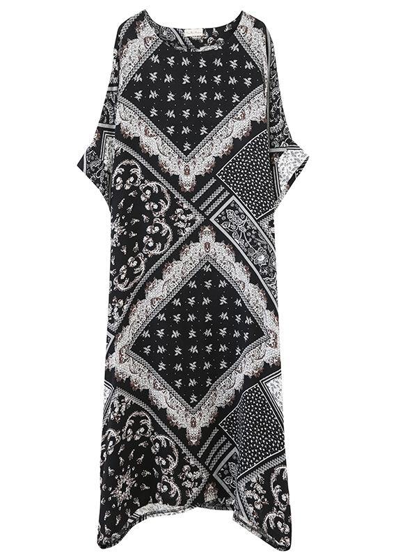 O Neck Summer Quilting Dresses Photography Black Print Traveling Dress