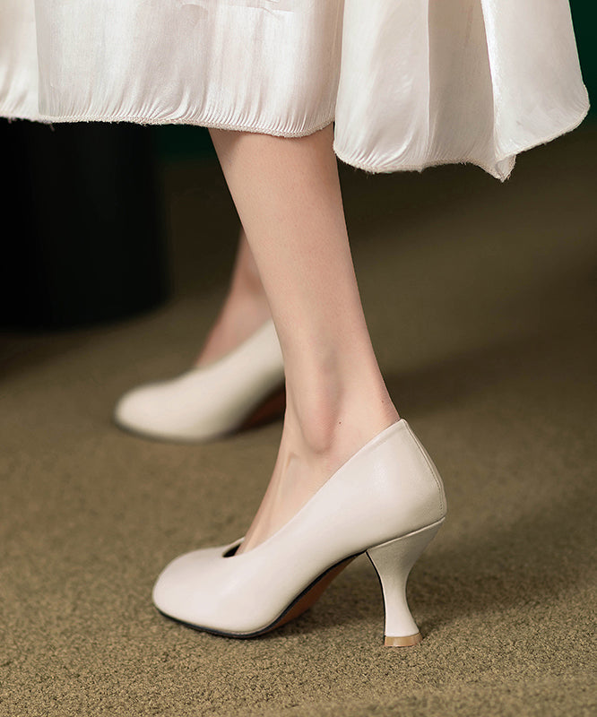 Beige Comfy Faux Leather High Heels