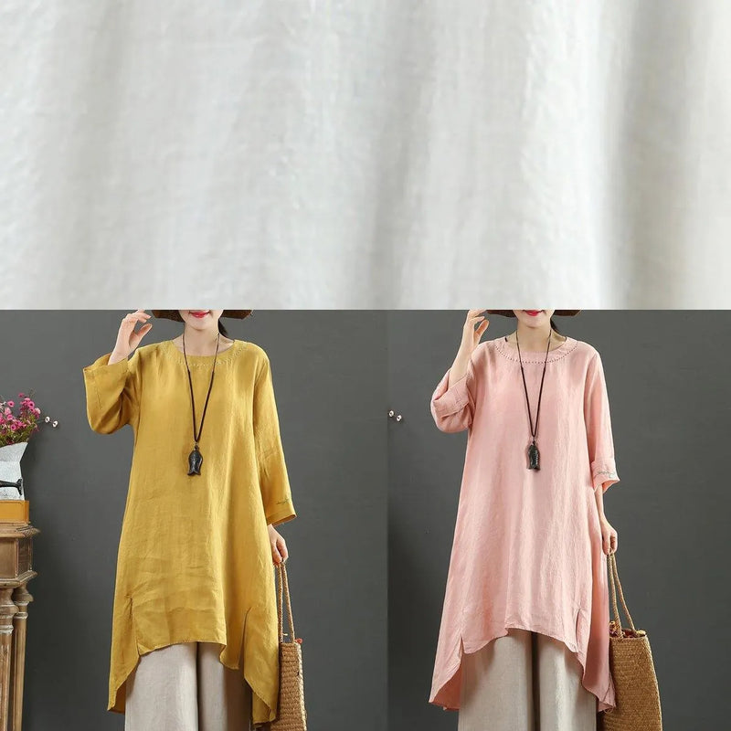 French White Embroidery Quilting Clothes O Neck Low High Design Long Spring Dress