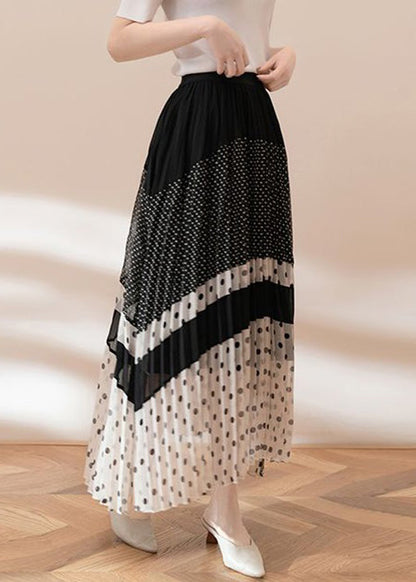 Black Dot Elastic Waist Chiffon Skirts Summer