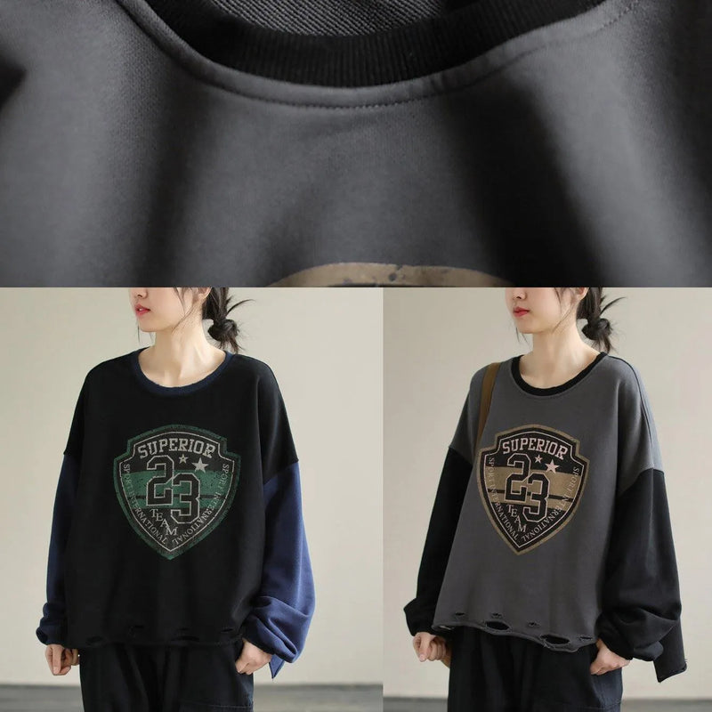 Patchwork Cotton Springtunics for Fabrics Black Alphabet Prints Top