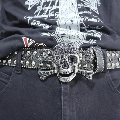 Rebellious Dark Skull Diamond Rhinestone Belt