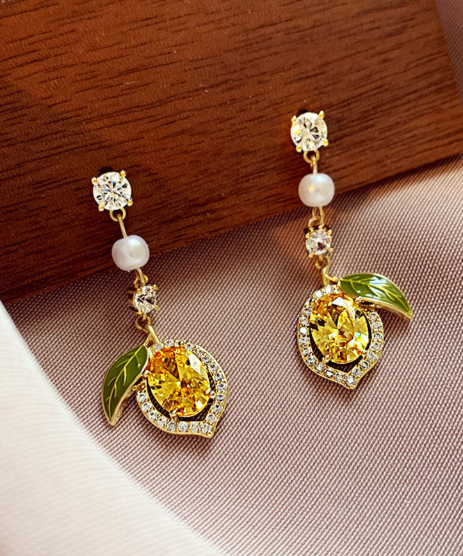 Zircon Silver Overgild Stud Earrings