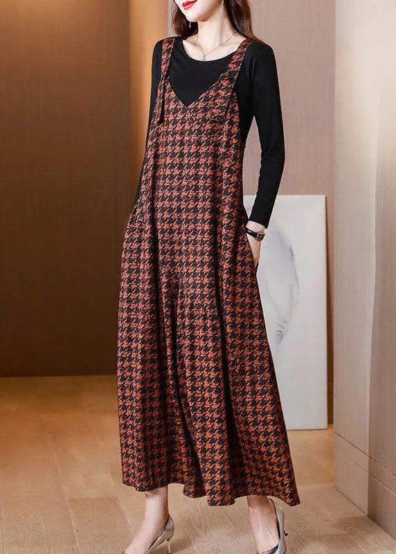 Orange Print Cotton Jumpsuits Two-piece Set Wide Leg Pants Spring