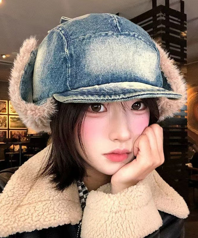 New Denim Winter Warm Fleece Ear Protection Hat