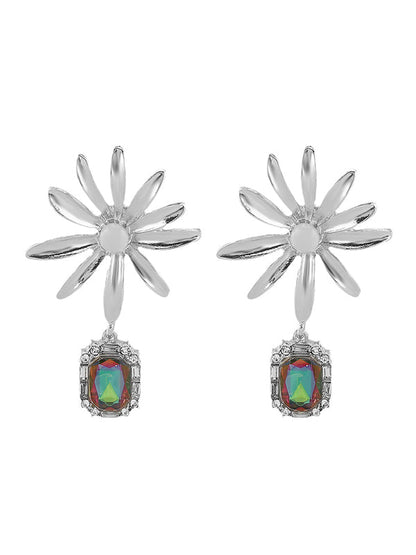 Geometric Rhine Stones Drop Earrings