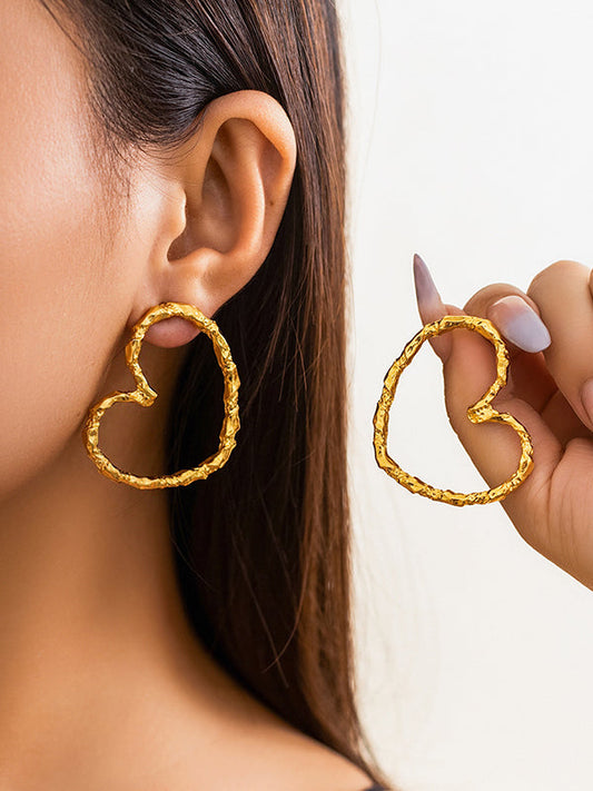 Geometric Heart Shape Hollow Color Drop Earrings