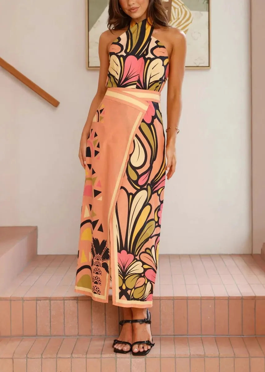 Cold Shoulder Top and Maxi Skirts Two Piece Set Sleeveless