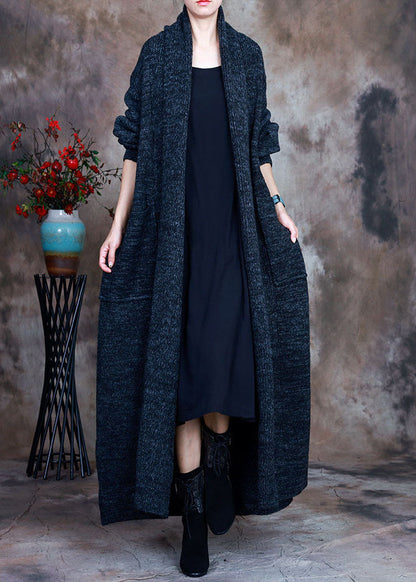 Navy V Neck Fall Knit Loose Cardigans Sweaters