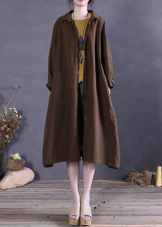 Chocolate Button Cotton Coat Spring