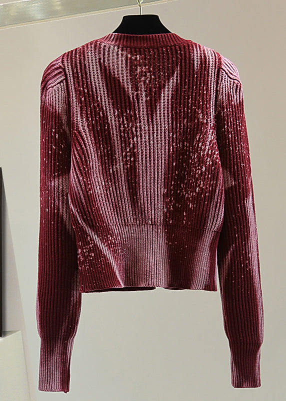 Diy Red Tie Dye Cotton Knitted Sweater Winter