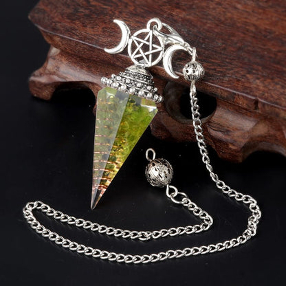 Triple Goddess Crystal Pendulum Necklace