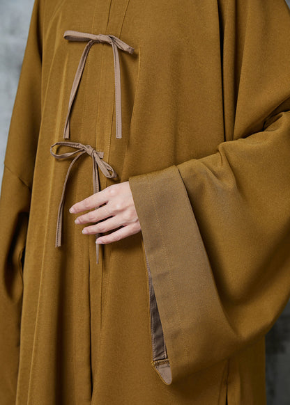 Unique Khaki Oversized Side Open Cotton Two Piece Set Clothing Spring