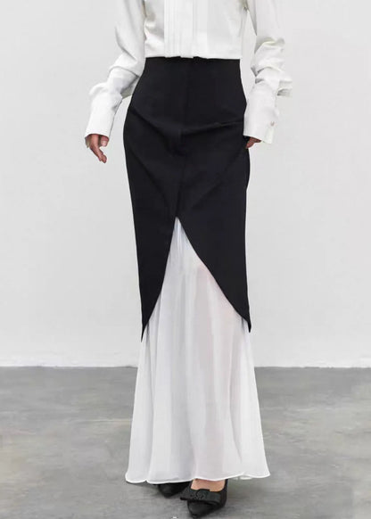Unique Black High Waist Tulle Patchwork Skirts Summer