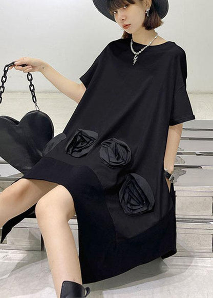White Patchwork Asymmetrical Design Summer Cotton Mini Dress