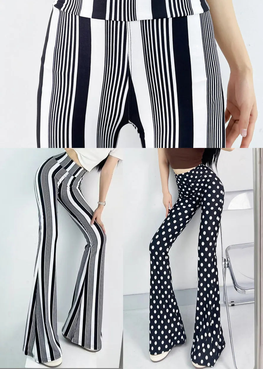 High Waist Striped Flare Bottoms Fall