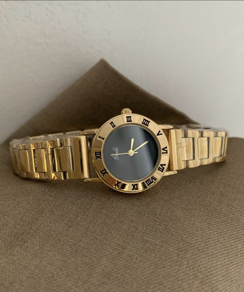 Gold Stainless Steel Mechanical Movement Hardlex Crystal Watches