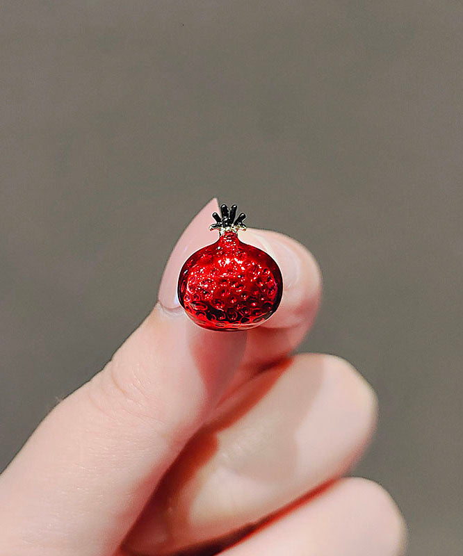 Fine Mulberry Alloy Colored Glaze Pomegranate Brooches