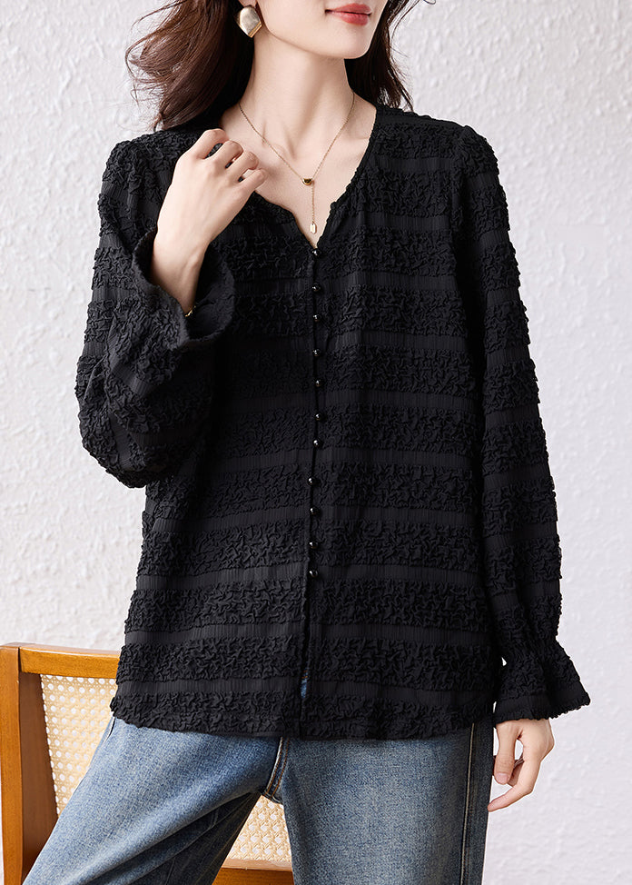 Diy Black Jacquard Nail Bead Cotton Top Fall