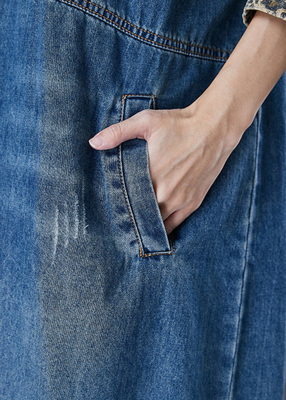 Blue Oversized Patchwork Denim Holiday Dresses Spring