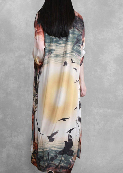 Sunrise Paitings Silk Summer Dresses
