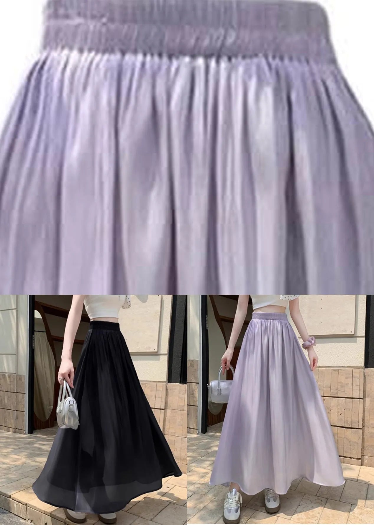 Black High Waist Patchwork Maxi Skirts