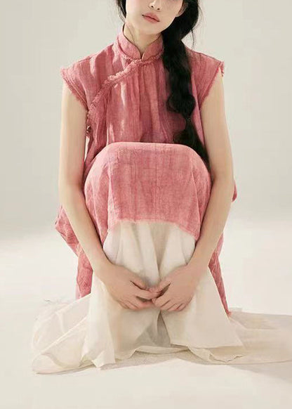 Stand Collar Tasseled Cotton Two Pieces Set Summer