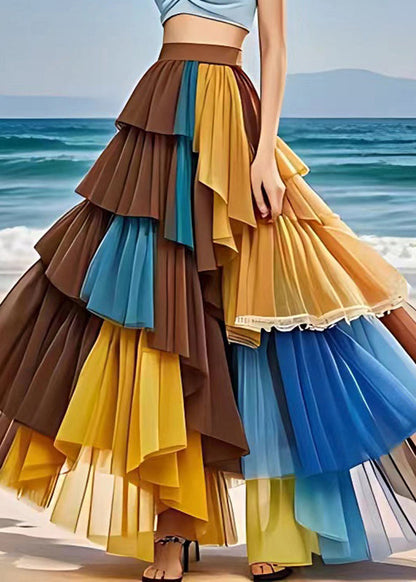Multi Elastic Waist Chiffon Maxi Pants and Skirts