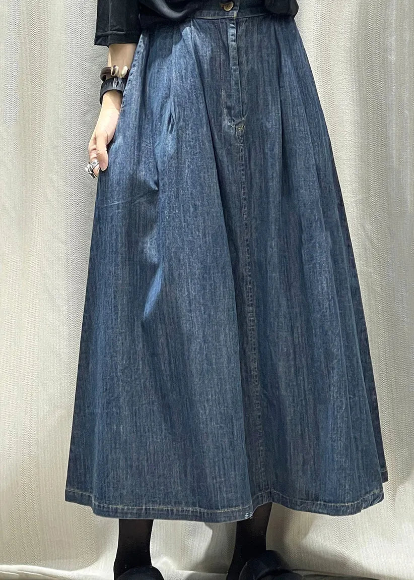 New Deep Blue Thin High Waisted Denim Skirts for Summer