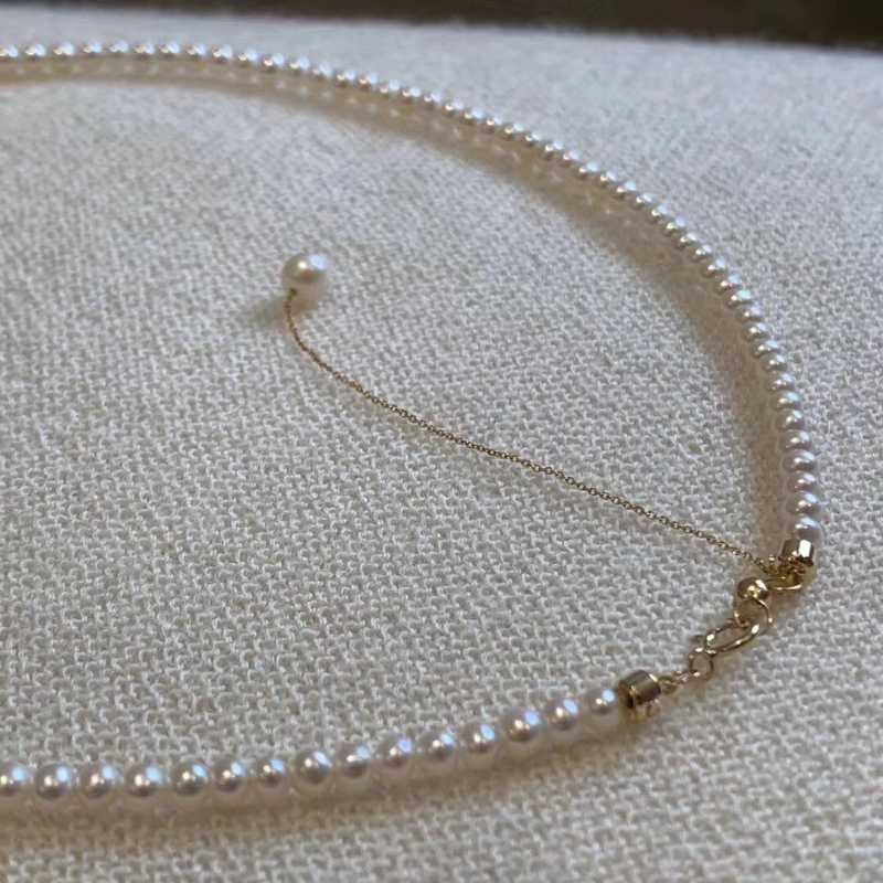 4-4.5mm Aaaaaa Grade Freshwater Pearl Necklace in 18k Gold