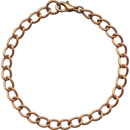 Antique Copper 6mm Curb Chain Bracelet - 8 Inches