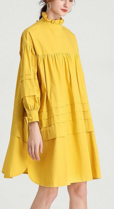 Yellow Stand Cotton Bow Spring Maxi Dresses