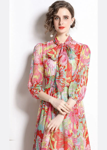 Red Lace Up Exra Large Hem Chiffon Beach Dresses Half Sleeve