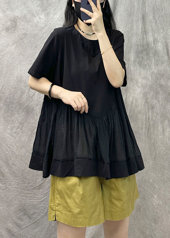Original Coffee O-neck Patchwork Cotton T Shirt Summer