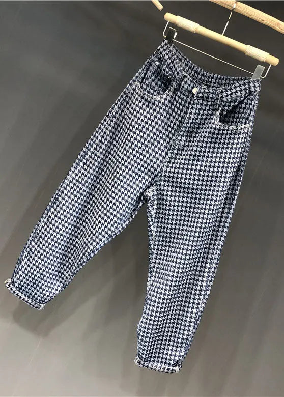 Loose High Waist Striped Patchwork Harem Jeans Fall