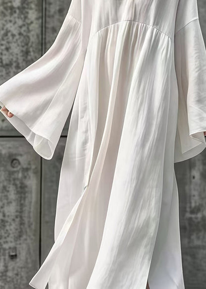 Diy White Oversized Cotton Long Dress Flare Sleeve