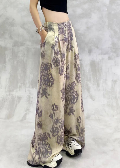 Modern Print Pockets Elastic Waist Pants Summer