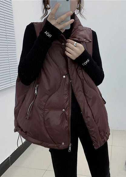 Diy Chocolate Thin Zipper Pocket Winter Down Cotton Vest