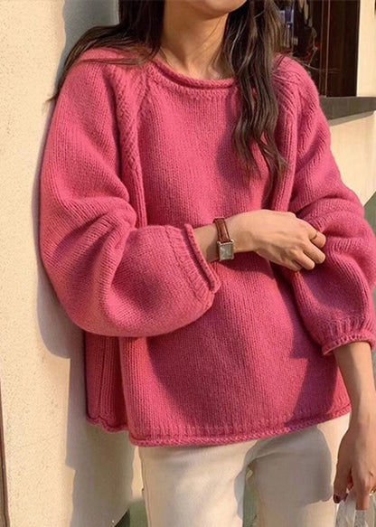 Yellow O Neck Patchwork Cozy Knit Sweaters Long Sleeve