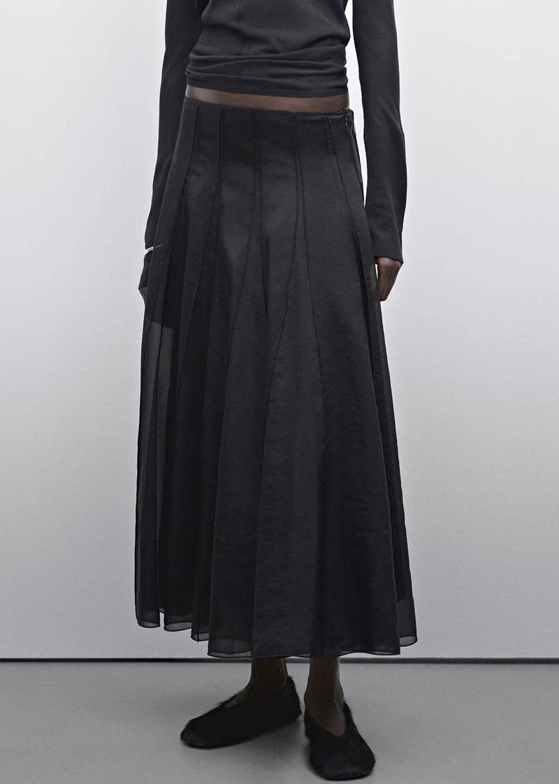 Black High Waist Patchwork Draping Tulle a Line Skirts