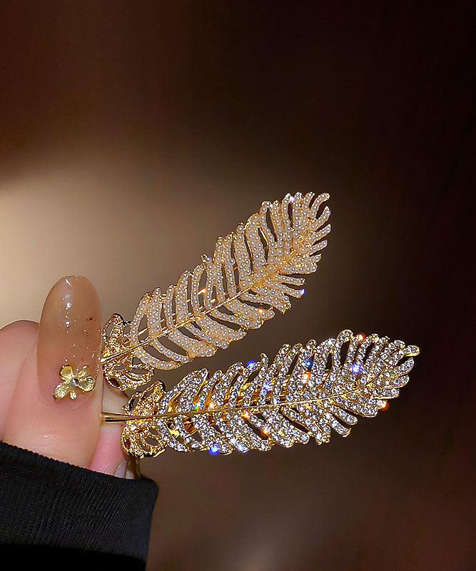 Gold Alloy Pearl Zircon Feather Duck Mouth Hairpin