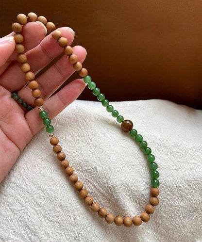 Green Sandalwood Jade Double Layer Xiaomi Beads Bracelet