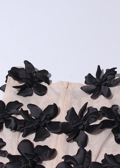 Black Decorated Tulle Tops Sleeveless