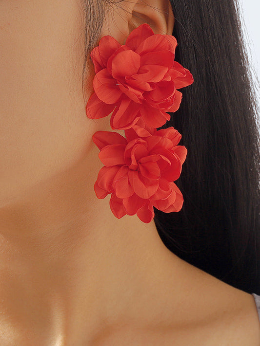 Three-dimensional Flower Drop Earrings