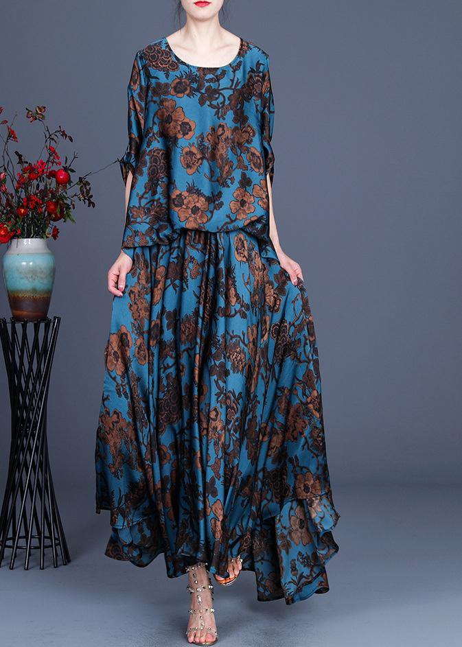 Silk Irregular Dress Blue