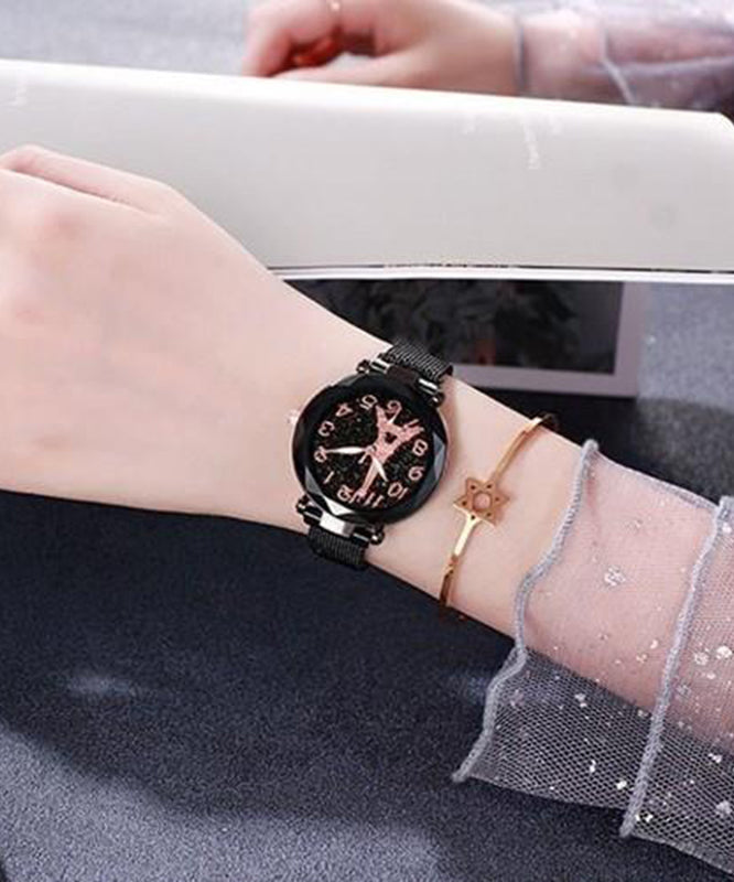 Fine Black Stainless Steel Quartz Movement Watche